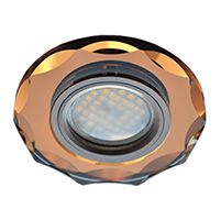 Встраиваемый светильник Ecola MR16 DL1653 GU5.3 Glass черненая медь с фасками на янтарной вкладке