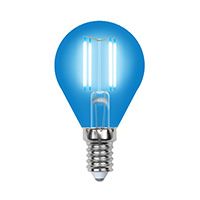 Филаментная светодиодная лампа Uniel Air шар LED 5W G45 E14 (прозрачная) синяя