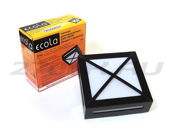 Уличный светильник Ecola GX53 IP65 накладной квадратный черный с 
решеткой