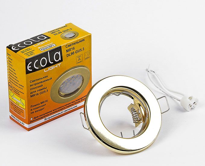 Встраиваемый точечный светильник Ecola Light MR16 DL90 GU5.3 плоский золото
