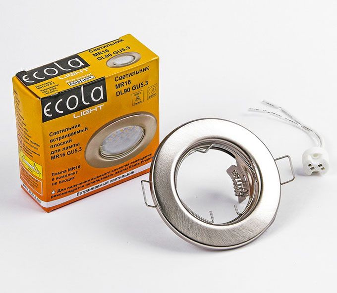 Встраиваемый точечный светильник Ecola Light MR16 DL90 GU5.3 плоский сатин-хром