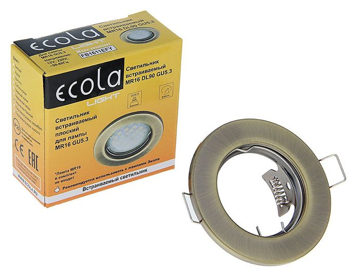 Встраиваемый точечный светильник Ecola Light MR16 DL90 GU5.3 плоский
черненая бронза