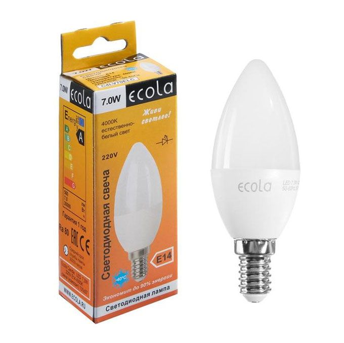 Светодиодная лампа Ecola свеча LED 7W E14 4000K