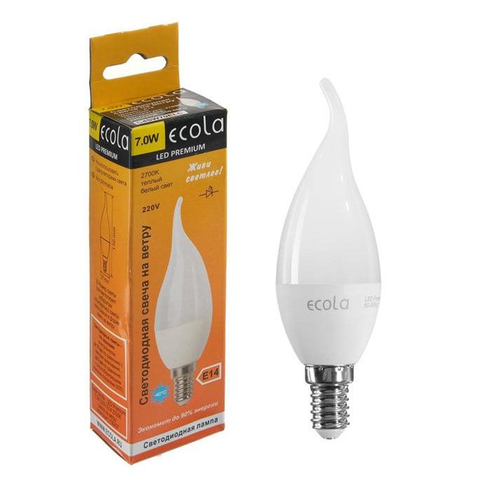 Светодиодная лампа Ecola свеча на ветру LED Premium 7W E14 2700K