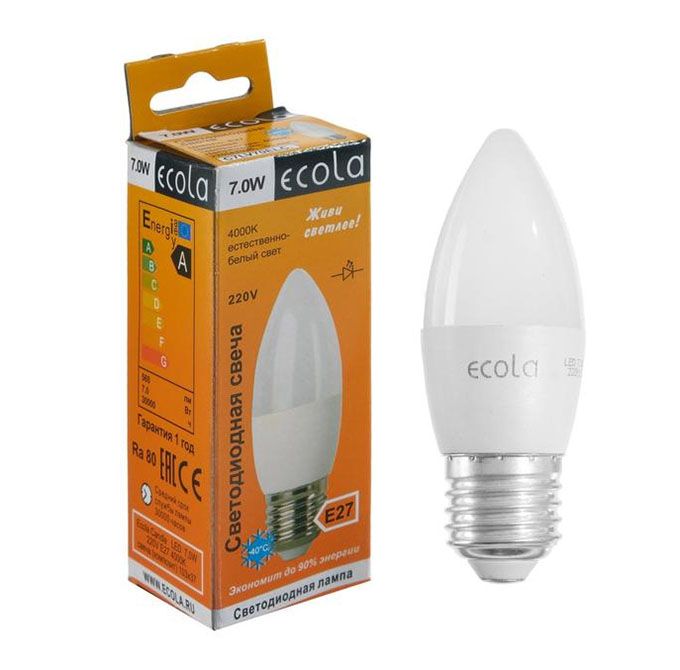 Светодиодная лампа Ecola свеча LED 7W E27 4000K