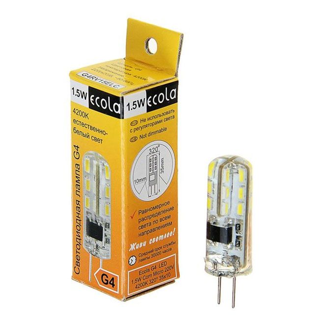 Светодиодная капсульная лампа Ecola G4 LED 1,5W 320° 4200K