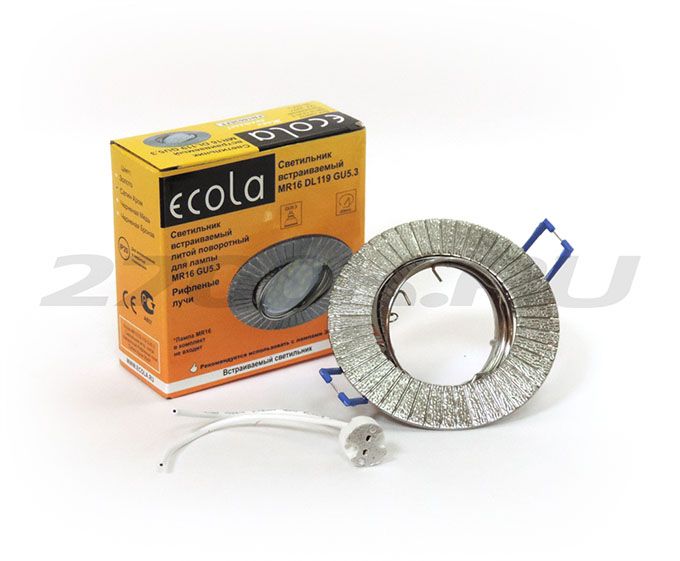 Встраиваемый поворотный светильник Ecola MR16 DL119 GU5.3 рифленые лучи сатин-хром