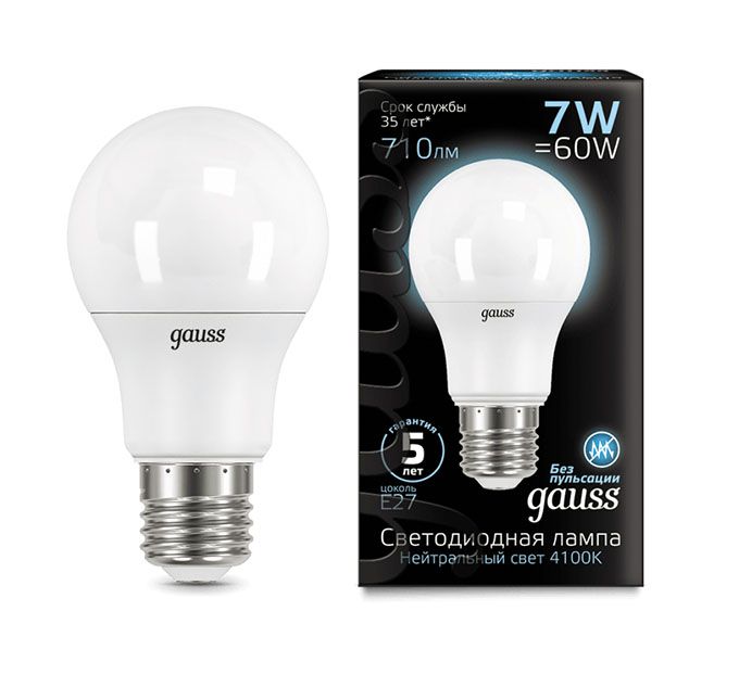 Светодиодная лампа Gauss в форме шара ЛОН LED 7W E27 4100K