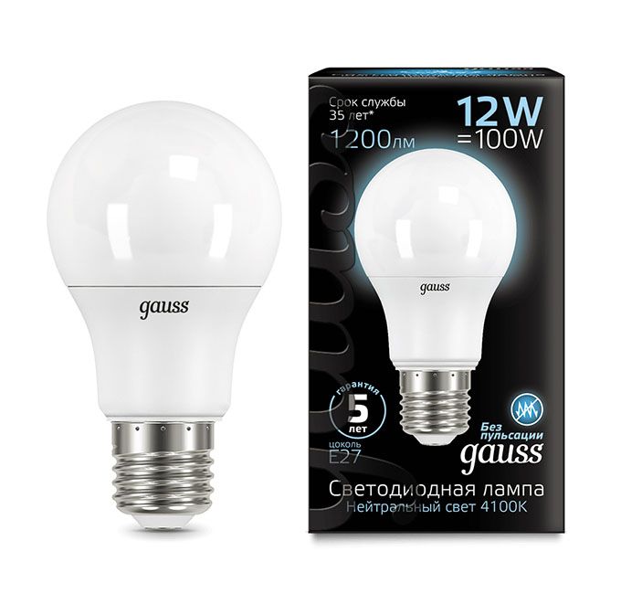 Светодиодная лампа Gauss в форме шара ЛОН LED 12W E27 4100K