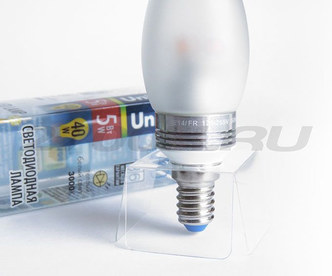 Светодиодная лампа Uniel Crystal Silver свеча LED 5W E14 3000K для хрустальных люстр (матовое стекло)