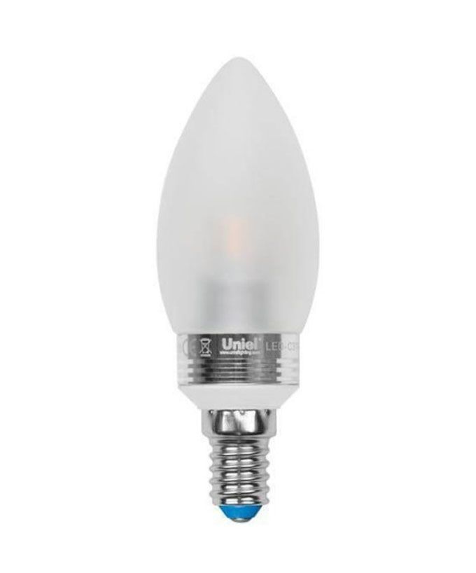 Светодиодная лампа Uniel Crystal Silver свеча LED 5W E14 4500K для 
хрустальных люстр (матовое стекло)