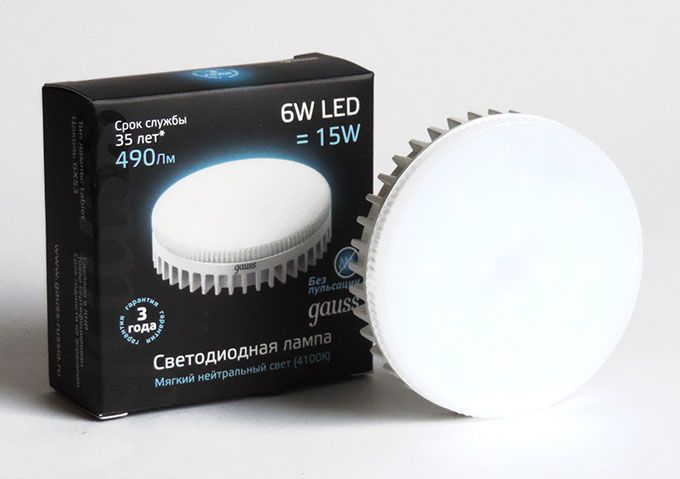 Светодиодная лампа Gauss в форме таблетки GX53 LED 6W 4100K