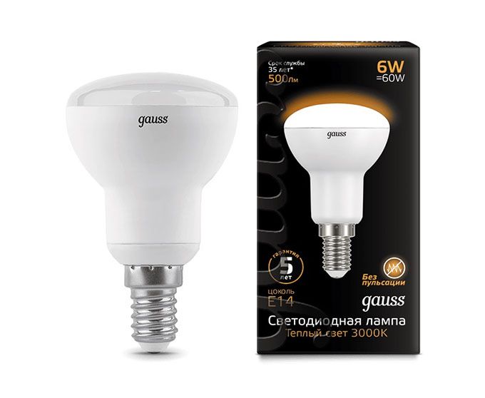 Светодиодная лампа Gauss R50 LED 6W E14 2700K