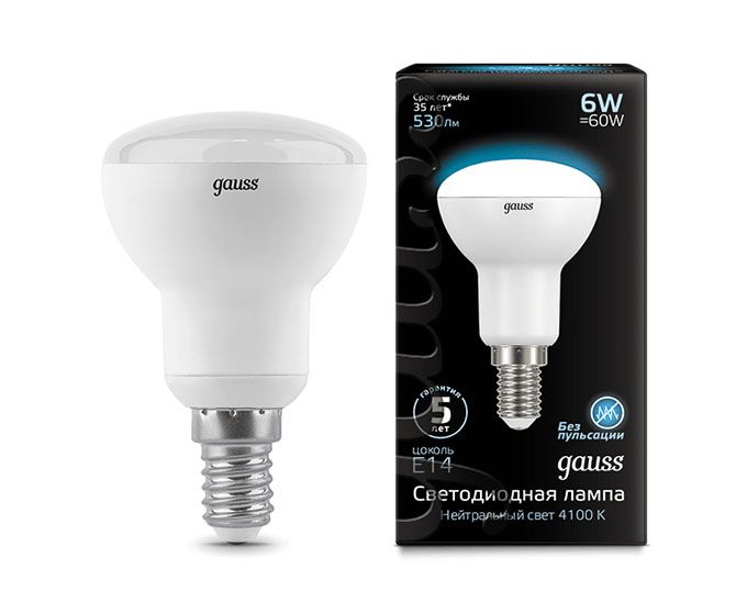 Светодиодная лампа Gauss R50 LED 6W E14 4100K