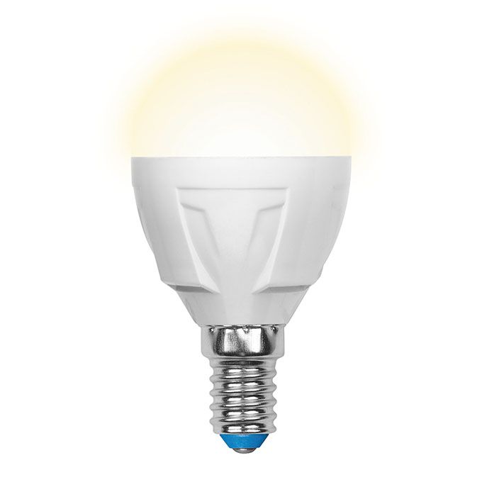 Диммируемая светодиодная лампа Uniel Palazzo DIM шар LED 6W G45 E14 3000K 
(матовое стекло)