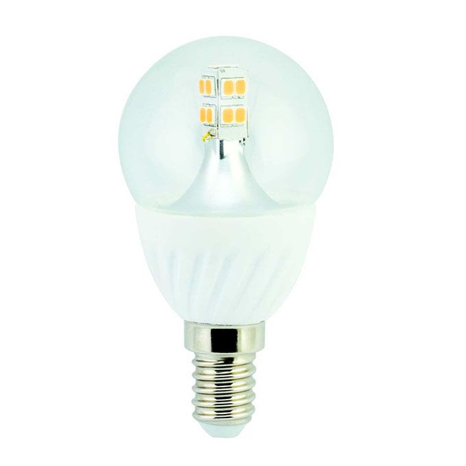 Светодиодная лампа Ecola в форме шара LED Premium 4W G45 E14 320° 
искристая 
точка прозрачный 2700K