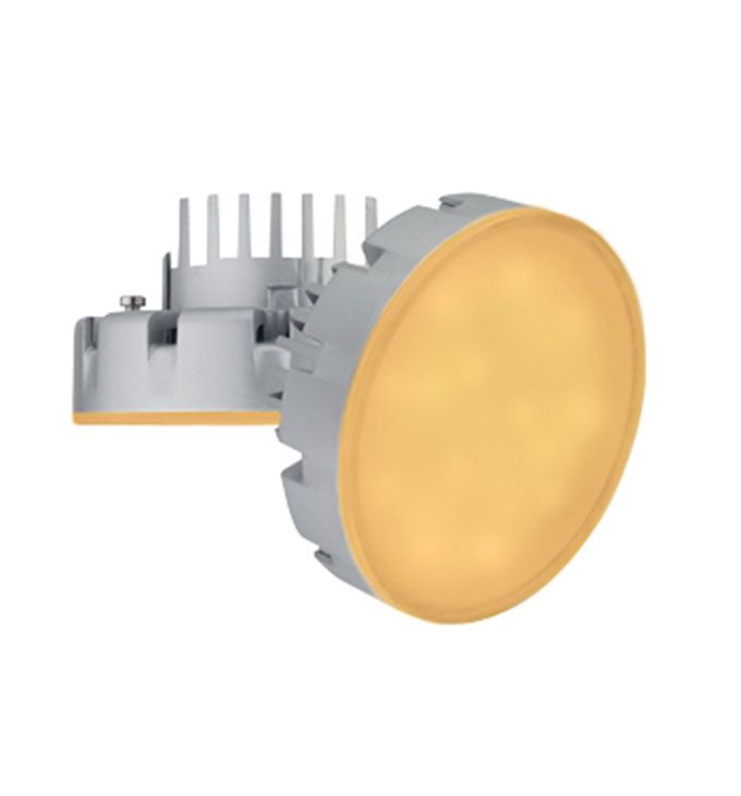 Светодиодная лампа Ecola в форме таблетки GX53 LED Premium 8,5W с большим алюминиевым радиатором золотистая