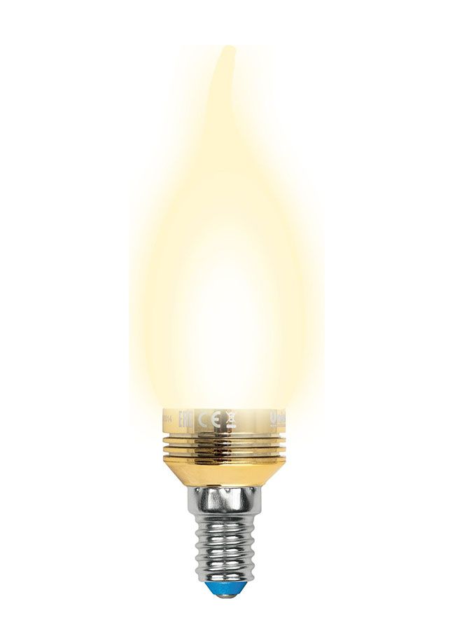 Светодиодная лампа Uniel Crystal Gold свеча на ветру LED 5W E14 3000K для хрустальных люстр (матовая)