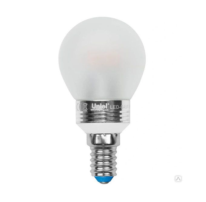 Светодиодная лампа Uniel Crystal в форме шара LED 5W E14 3000K для хрустальных люстр (матовая)