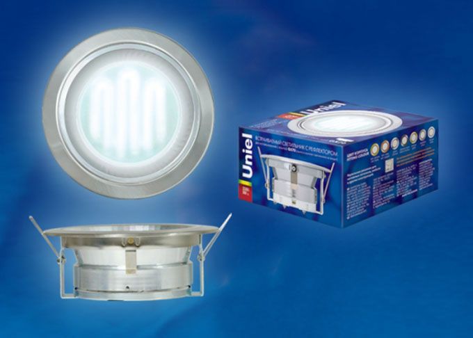 Встраиваемый светильник с рефлектором Uniel GX70 H-6R серебро