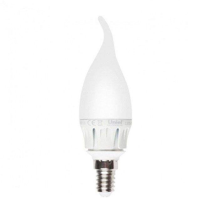 Светодиодная лампа Uniel Merli свеча на ветру LED 6W CW37 E14 4500K (матовая)