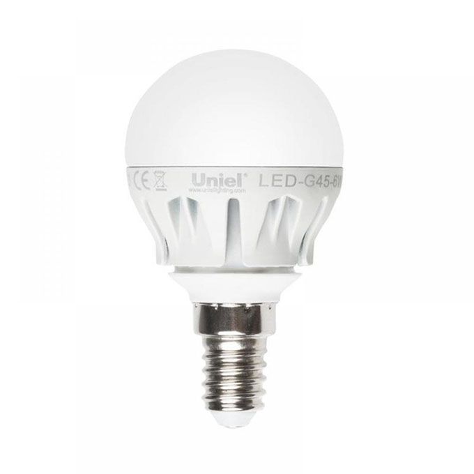 Светодиодная лампа Uniel Merli в форме шара LED 6W G45 E14 3000K (матовая)