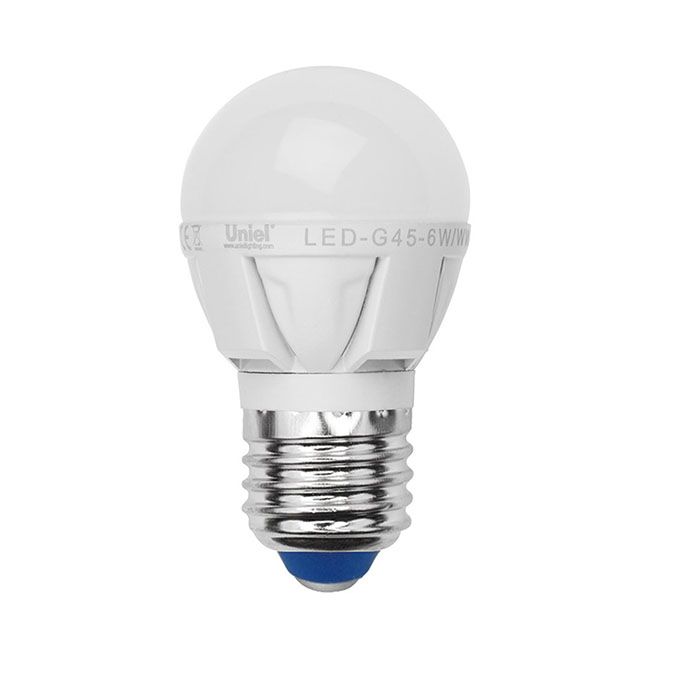 Светодиодная лампа Uniel Palazzo в форме шара LED 6W G45 E27 (матовая) 4500K