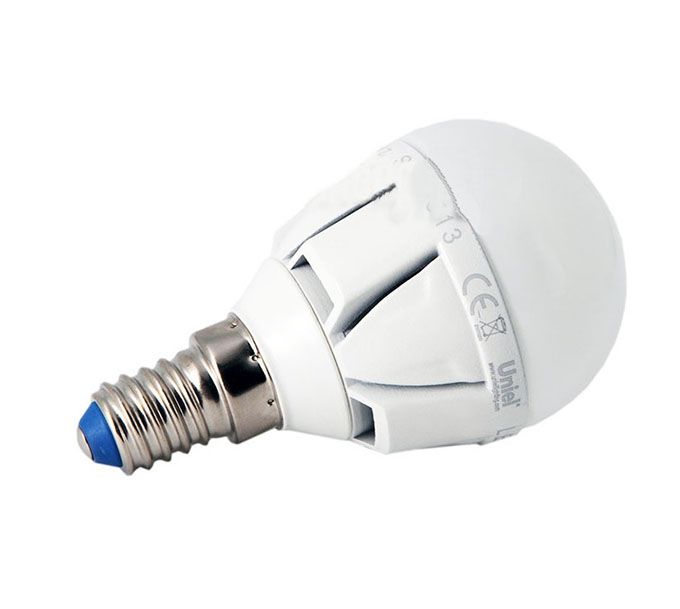 Светодиодная лампа Uniel Palazzo в форме шара LED 6W G45 E14 (матовая) 4500K