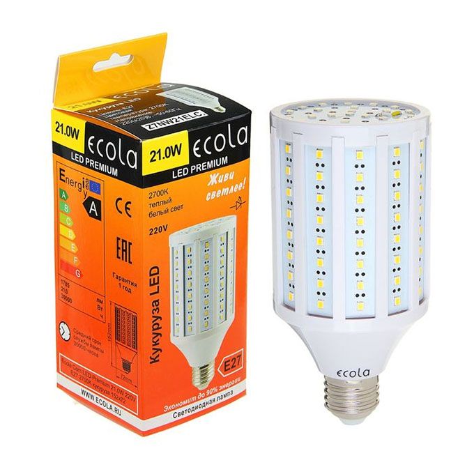 Светодиодная лампа-кукуруза Ecola LED Premium 21W E27 2700K