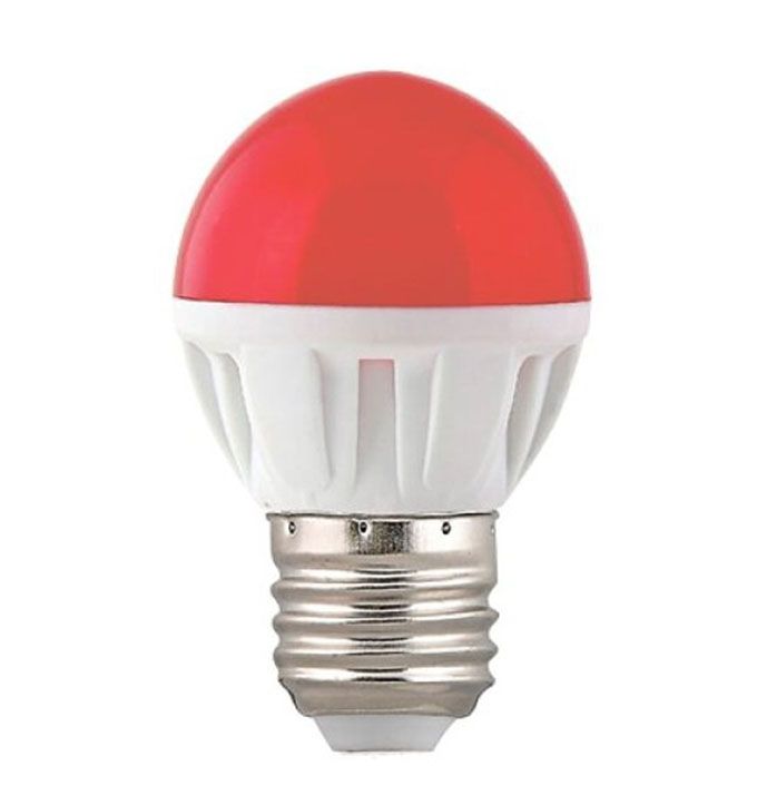 Светодиодная лампа Ecola color в форме шара LED 4W E27 красный матовая 
колба