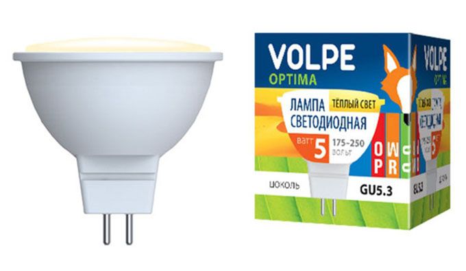 Светодиодная лампа Volpe Optima рефлектор MR16 LED 5W GU5.3 3000K