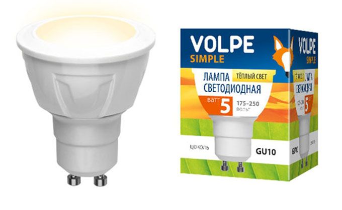 Светодиодная лампа Volpe Simple рефлектор LED 5W GU10 3000K
