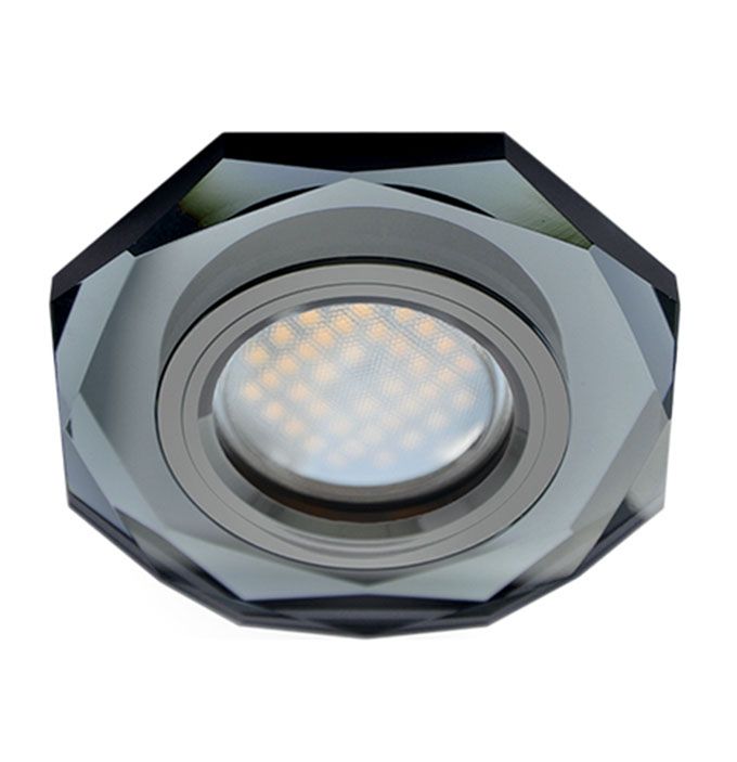 Встраиваемый светильник Ecola MR16 DL1652 GU5.3 Glass черный хром с восьмиугольной черной вкладкой