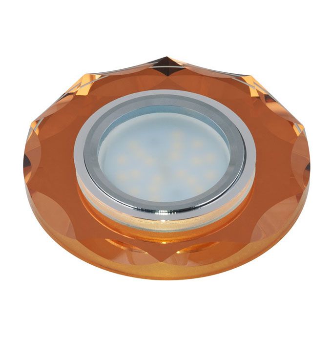 Встраиваемый светильник Fametto Peonia MR16 DLS-P105 GU5.3 хром со стеклянной десятигранной вкладкой с вогнутыми гранями бронза