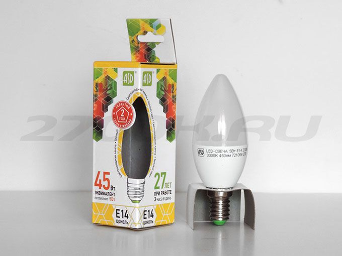 Светодиодная лампа ASD Standard свеча LED 5W C37 E14 3000K (матовая)