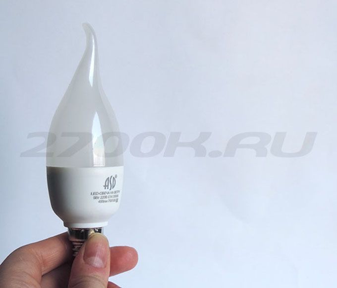 Светодиодная лампа ASD Standard свеча на ветру LED 5W E14 (матовая) 3000K