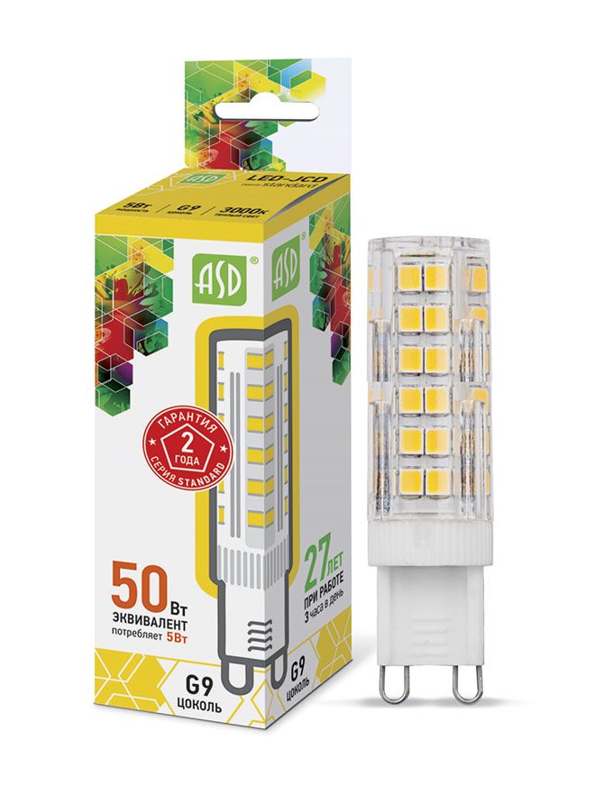 Светодиодная лампа ASD Standard JCD с цоколем G9 LED 5W 3000K