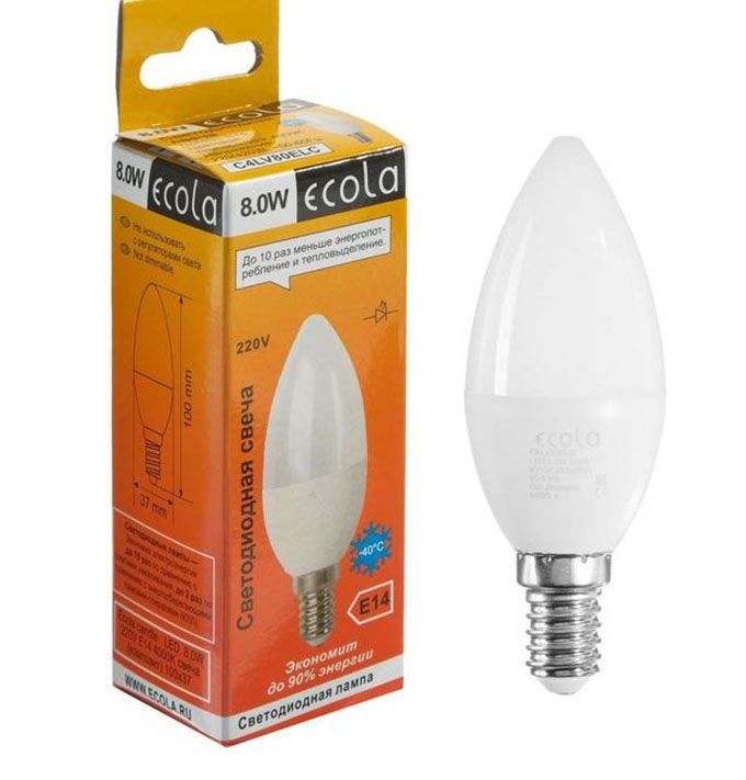 Светодиодная лампа Ecola свеча LED 8W E14 4000K