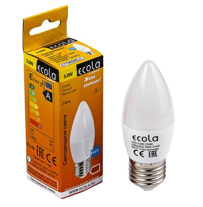 Светодиодная лампа Ecola Light свеча LED 5W E27 2700K