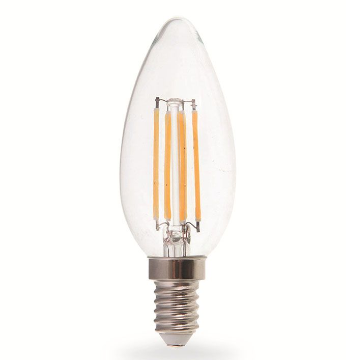Светодиодная лампа Ecola в форме свечи LED 5W E14 (прозрачная) с нитевым излучателем 4000K