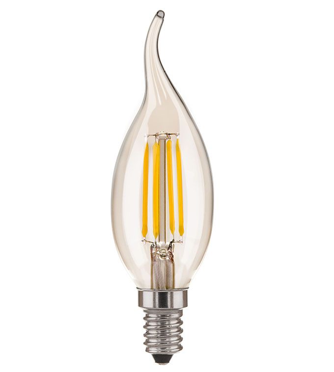 Светодиодная лампа Ecola в форме свечи на ветру LED Premium 5W E14 (прозрачная) с нитевым излучателем 4000K