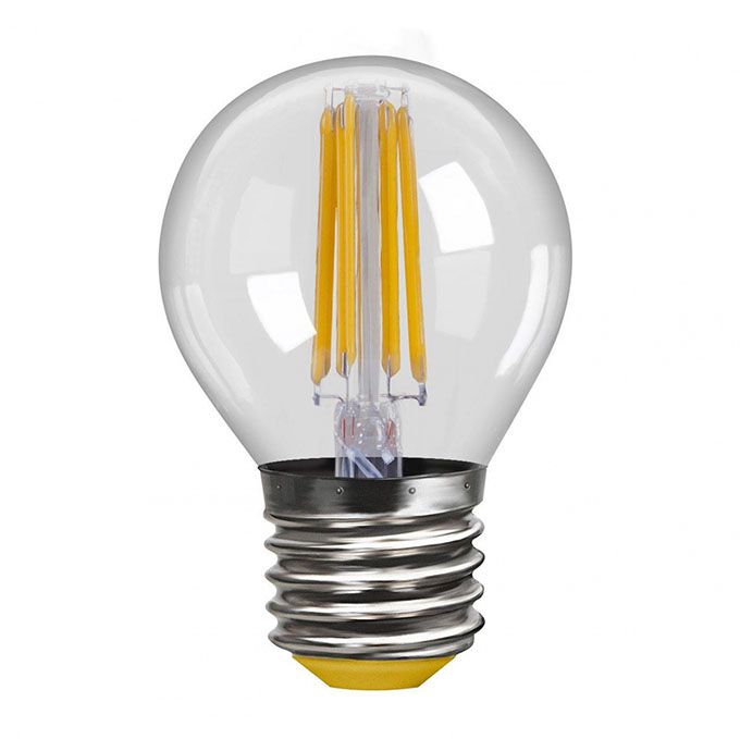 Светодиодная лампа Ecola в форме шара LED 5W G45 E27 (прозрачная) с нитевым излучателем 2700K