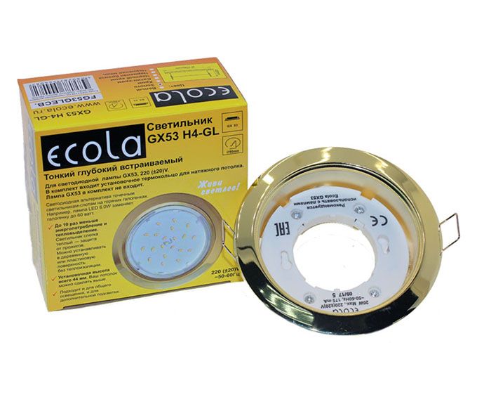 Встраиваемый глубокий светильник Ecola GX53 H4-GL золото