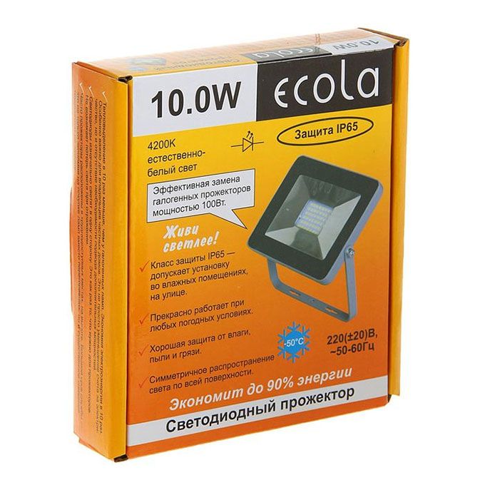 Светодиодный прожектор Ecola LED 10W IP65 ультратонкий серебристо-серый 4200K