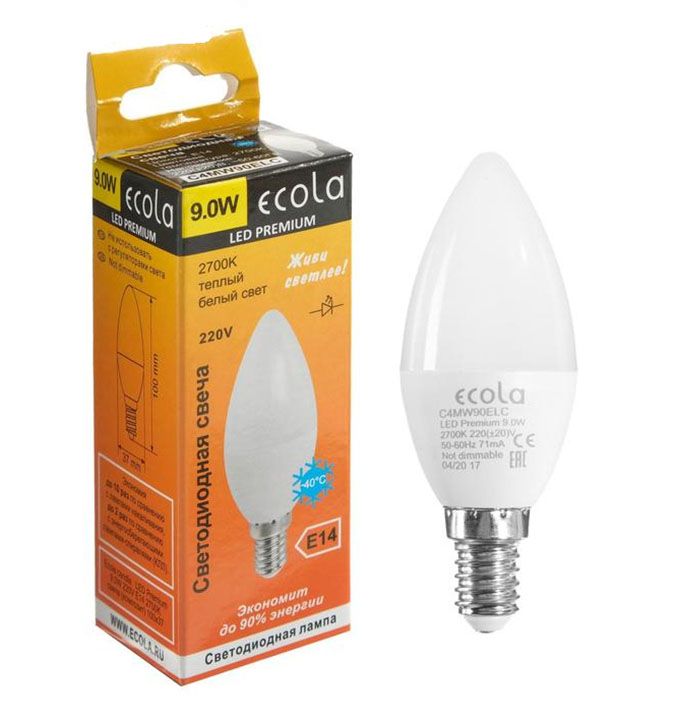 Светодиодная лампа Ecola свеча LED Premium 9W E14 2700K