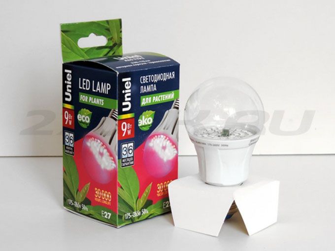 Светодиодная лампа для растений Uniel в форме шара LED 9W E27