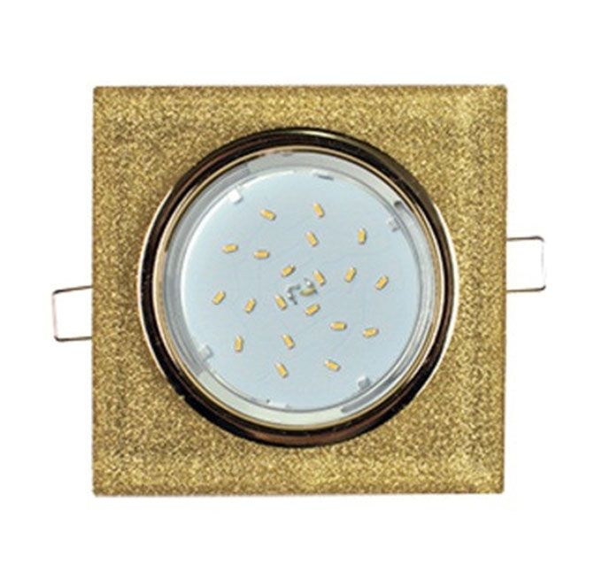 Встраиваемый светильник Ecola GX53 H4 Glass золото с квадратной вкладкой золотой блеск