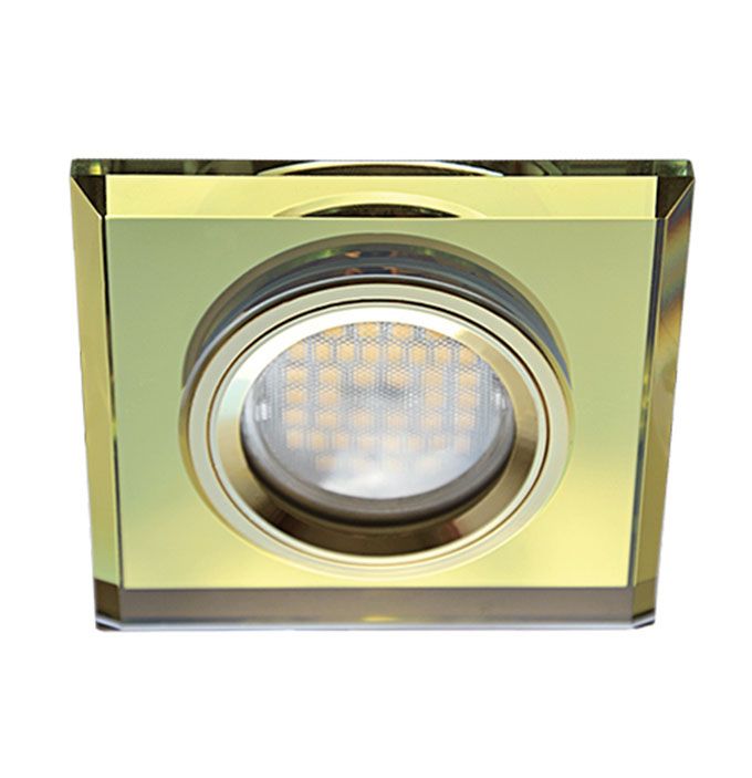 Встраиваемый светильник Ecola MR16 DL1651 GU5.3 Glass золото с квадратной золотой вкладкой