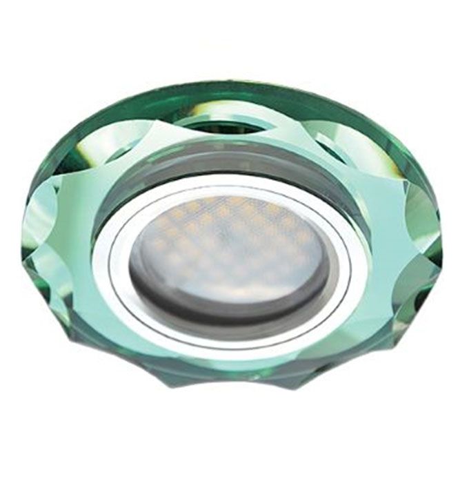 Встраиваемый светильник Ecola MR16 DL1653 GU5.3 Glass хром с фасками на изумрудной вкладке