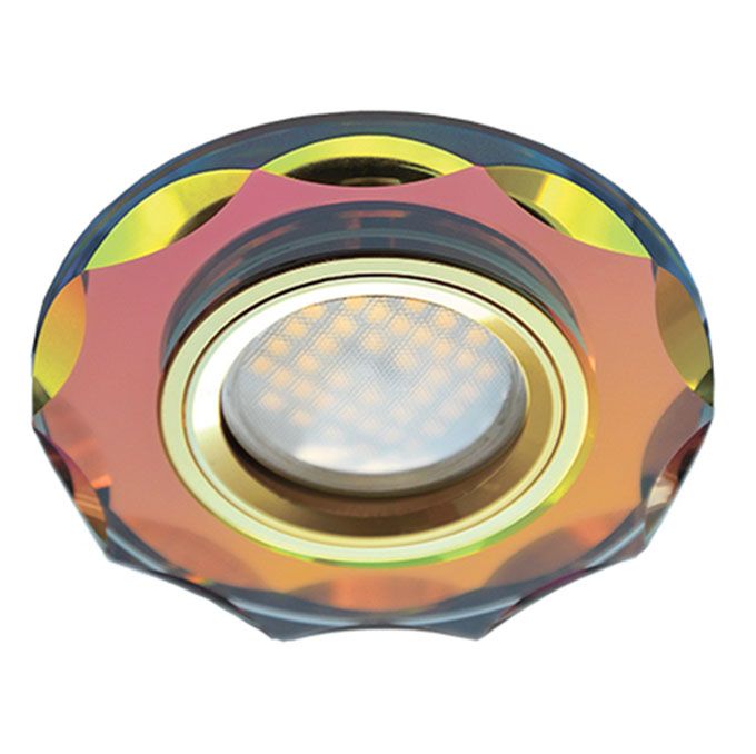 Встраиваемый светильник Ecola MR16 DL1653 GU5.3 Glass золото с фасками на вкладке мультиколор